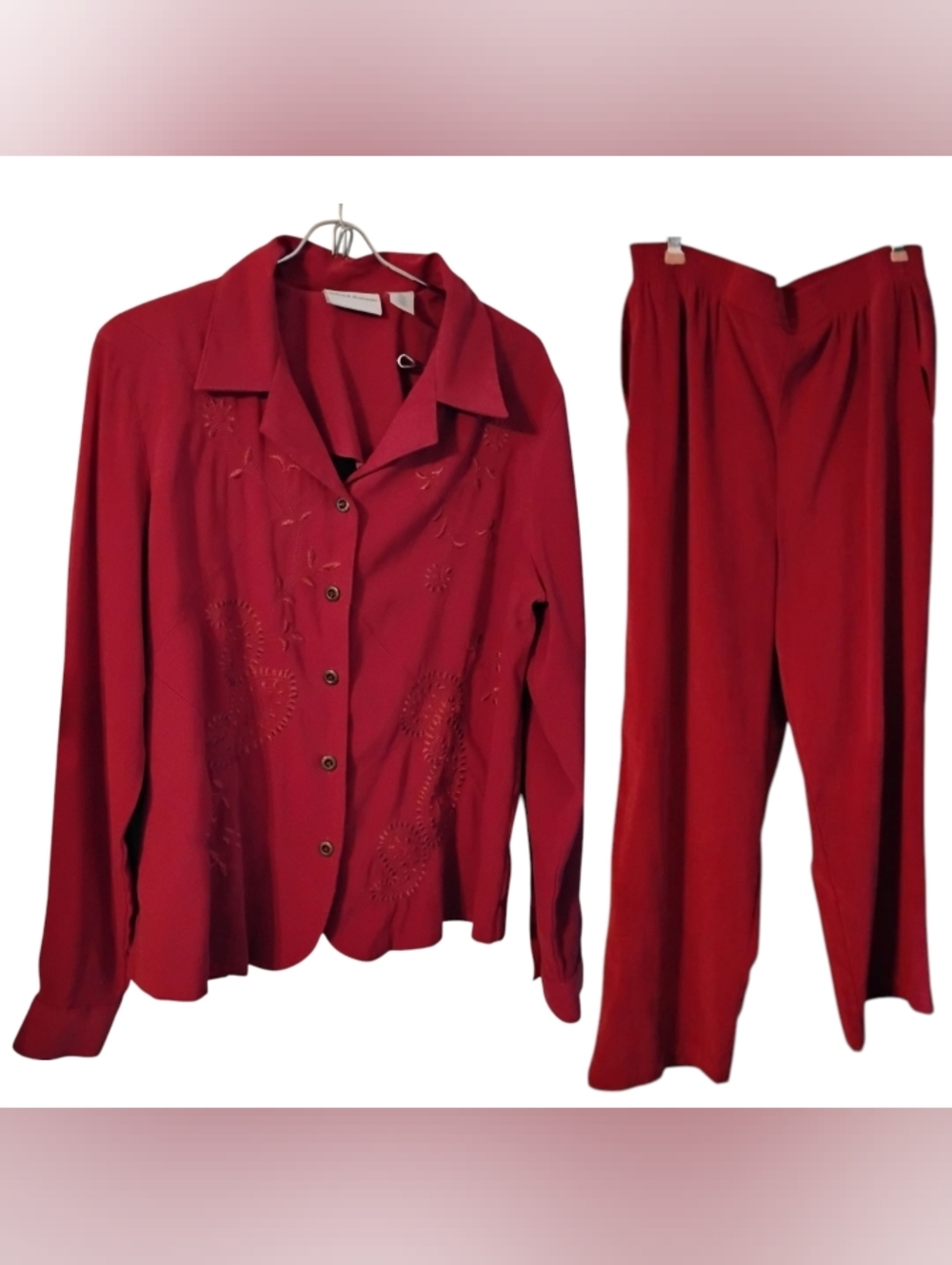 Alfred Dunner Pantsuit Set, Berry Pink, Polyester, Women's Size 10, Pre-owned